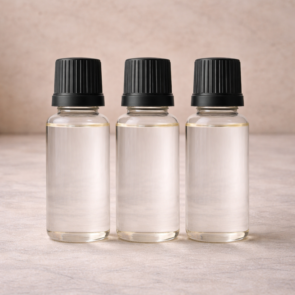 Unbranded white label fragrance oil bottles displayed on a luxury stone background for private label and wholesale brands