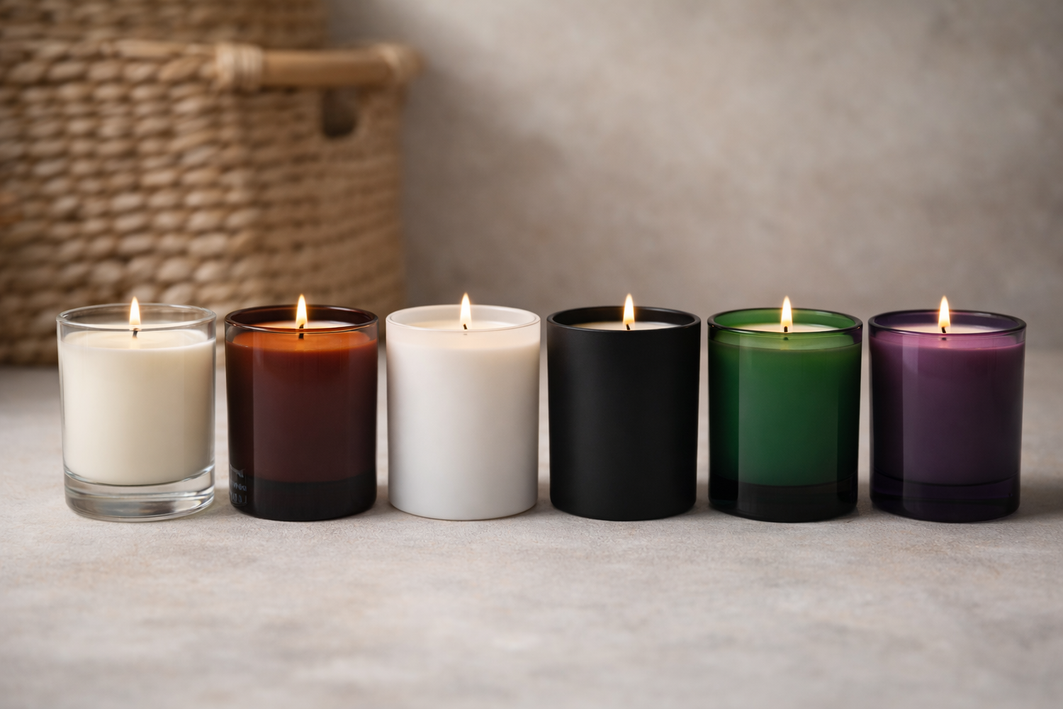 White label candles UK in coloured glass jars